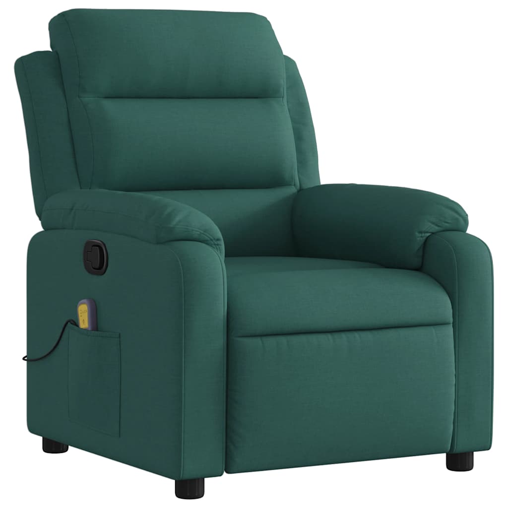 Massage Recliner Chair Dark Green Fabric