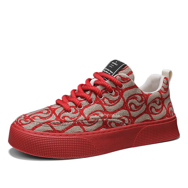 Мужская обувь большого размера 2025 года, новые дышащие парусиновые туфли, модные универсальные туфли для спорта и отдыха, низкие туфли, мужская модная обувь с принтом