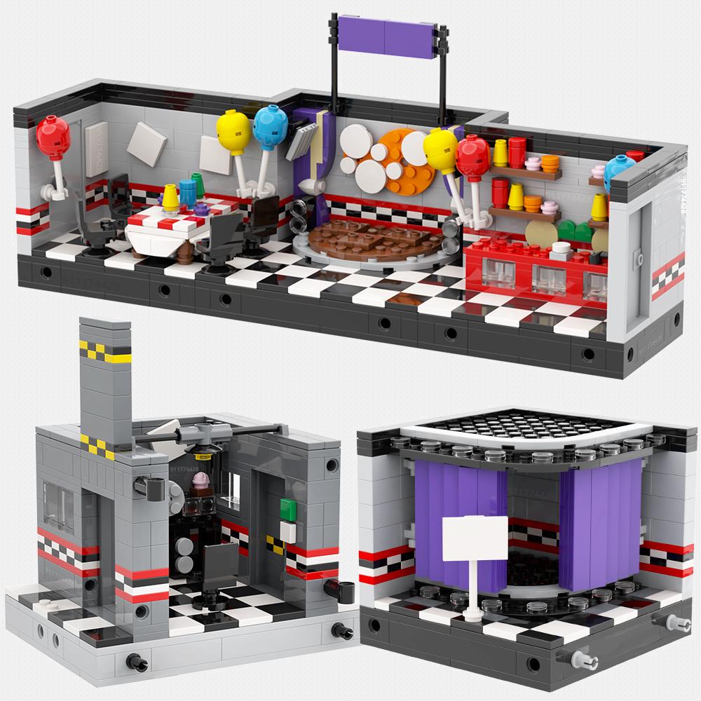 MOOXI Набор для хоррор-игры MOC Кирпичики Киносцены Фигурки медведей Строительные блоки Детские образовательные игрушки для детей Подарок на день рождения