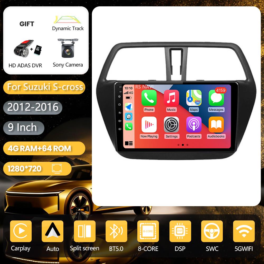 Android 16 pour Suzuki SX4 2 S-Cross 2012-2016 DAB+ Multimédia Carplay Écran de Voiture Radio Lecteur Vidéo Plug and Play Sans Fil