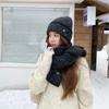 Korean Style Women's Wool Blend Scarf and Hat Set - Thickened, Warm, Versatile Winter Accessories