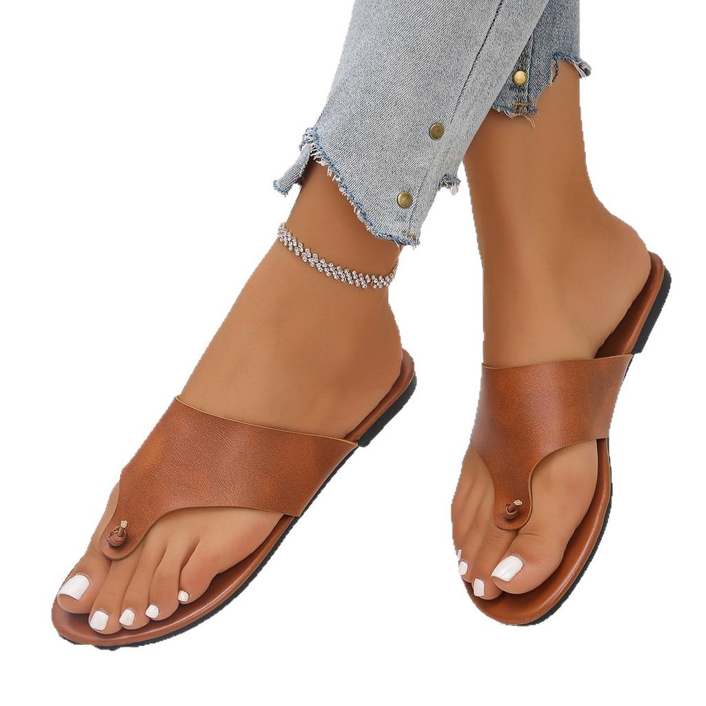 Large Size Women's Flip-flops Shoes 2025 Summer New Flat-bottomed Comfortable Beach Cool Slippers Women