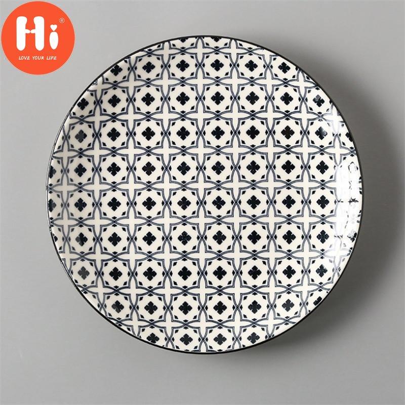 Japanese Style 8 Inch Ceramic Under Glazed Vegetable Dinner Plate Simple Dessert Plate Household Small Steak Dish Food Container