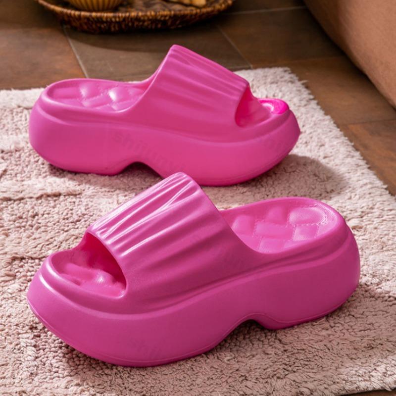 Модные женские шлепанцы на танкетке, на массивной платформе, летняя мода, нескользящие пляжные туфли, комнатные, удобные плиссированные сандалии из ЭВА, Chanclas Mujer