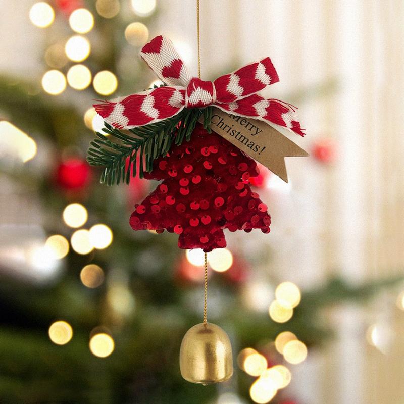 Christmas Bell Hanging Decoration Doorbell Christmas Party Hanging Decoration Creative Glitter Christmas Tree Keychain Pendent