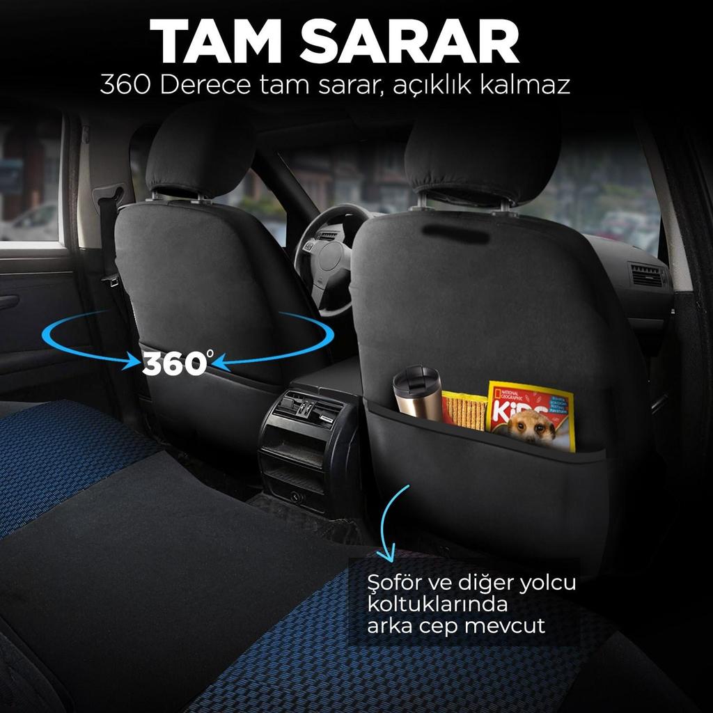 Чехол на сиденье автомобиля из специальной тканой ткани Синий Черный