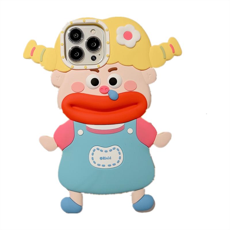 Корейский милый забавный мультяшный 3d чехол для телефона с сосисками для девочек для Iphone 14 13 12 11 Pro Max с милыми косами, противоударный мягкий чехол