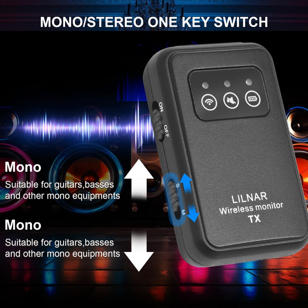 2.4G беспроводная система мониторинга ушей Беспроводная система IEM с передатчиком и приемником Автоматическое сопряжение Профессиональный монитор ушей для компьютера и телефона