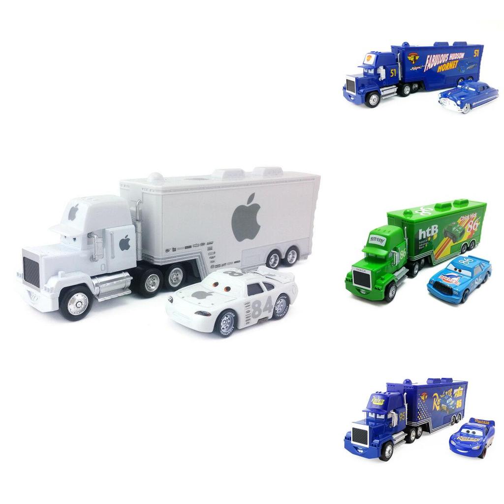 Durable Pixar Cars Alloy And Plastic Racer Truck And Car Set For Kids With Mack Lightning Mcqueen King Jackson Storm