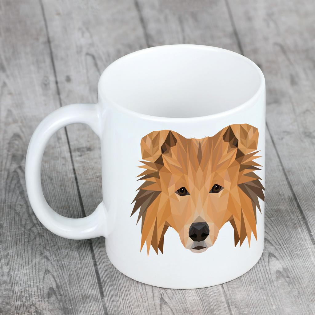 Collie Rough, Long-Haired Collie – Cup with a geometric dog image and the inscription Art-Dog | Art-Dog