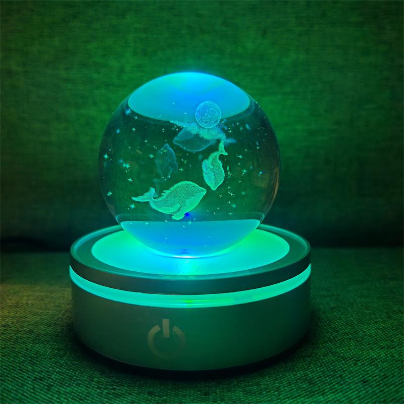 Хрустальный шар, ночные огни, светящаяся планета, галактика, астронавт, 3D RGB, лунная настольная лампа, атмосферная лампа, настольные украшения, подарки для детей