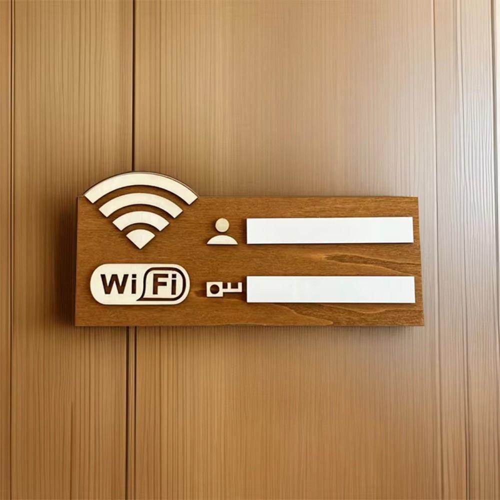 Wall Mounted WiFi Wall Stickers Wooden WiFi Signage Vintage WiFi Password Sign Home Decor
