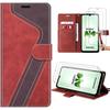 Protective Case - BOOLING - for Samsung Galaxy A14 4G-5G - Two-tone Red-Brown - 2 Tempered Glasses - Semi-rigid