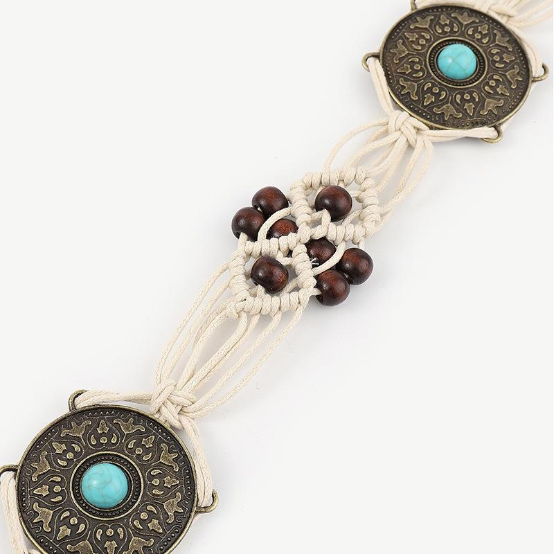 Винтажный литературный вязаный пояс в лесном стиле, женский декоративный пояс, богемная цепочка на талию для платья