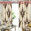 2D FLAT PRINTING 2pcs Curtains (Without Rod) Cow Skull Repeated Design Modern Curtain Modern Versatile Fabric Curtains Eid