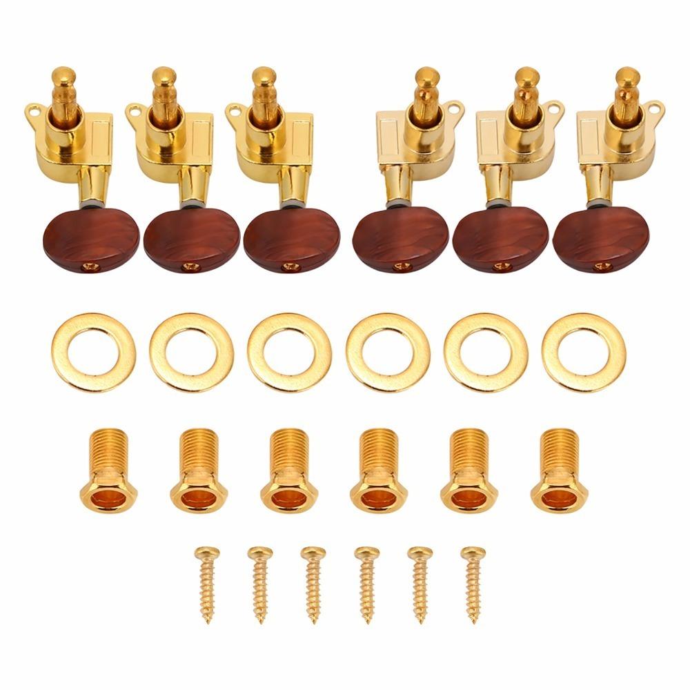 6PCS Semi-Closed 3L3R Tuning Pegs Golden Tuning Keys Professional Guitar Tuning Pegs Guitarists