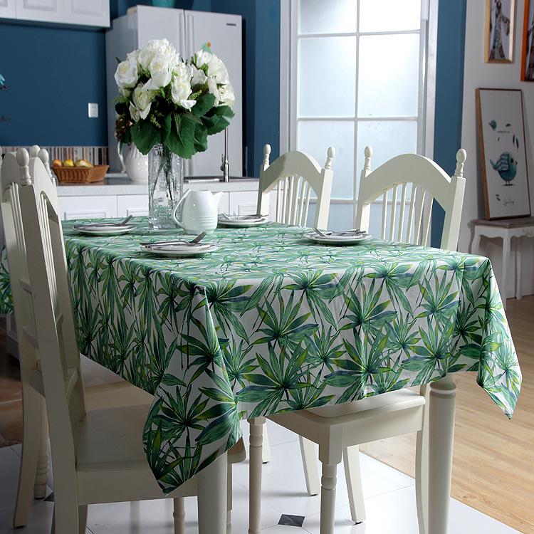 Cotton Thickened Canvas Leaves Tropical Rainforest Plantain Leaves Bamboo Leaves Coffee Table Tablecloth Dining Table Cloth