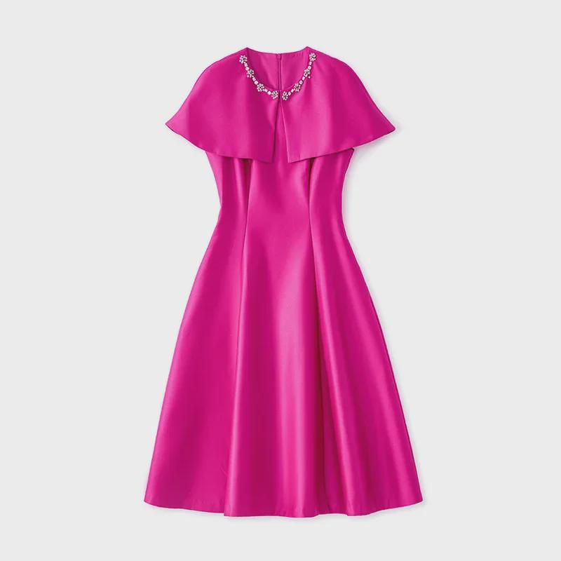 Высококачественное платье-накидка без рукавов с отделкой в виде бриллиантовых гвоздей