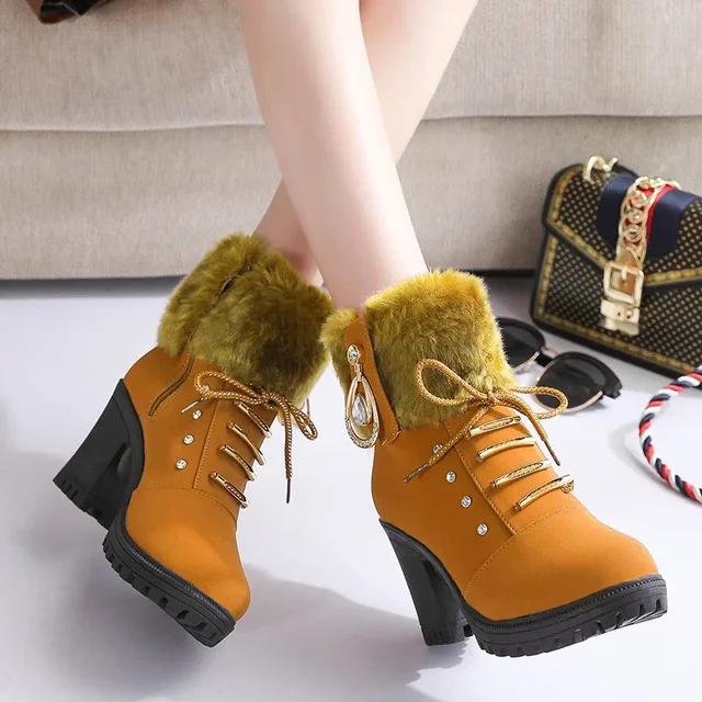 Модные новые осенне-зимние модные ботинки для женщин, модные ботинки на толстом среднем каблуке, женская обувь больших размеров на боковой молнии