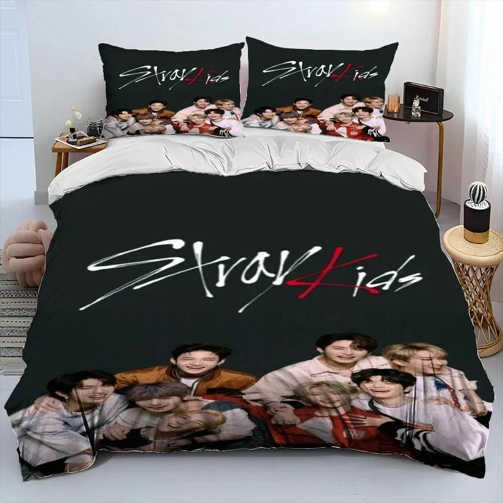 3D Stray Kids Kpop Singer Star Комплект постельного белья, пододеяльник, комплект постельного белья, наволочка, размер King Queen Twin для мальчиков и девочек взрослых
