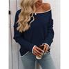 Autumn Casual Contrasting Color Pullover Knitted Top 2024 New Women's Clothing Round Neck Long Sleeved Sweater
