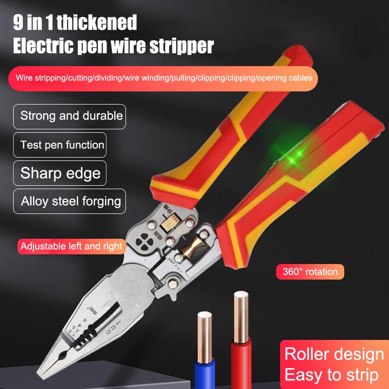Пассатижи электрика 8-в-1 многофункциональные универсальные клещи для зачистки проводов, измерение электричества, нескользящие клещи для зачистки проводов