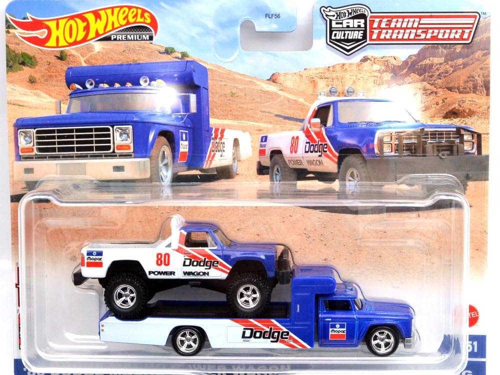 MATTEL HOTWHEELS Mattel Hot Wheels Масштаб 1:64 Team Transport Серия T «'80 Dodge Macho Power Wagon и Retro Rig»