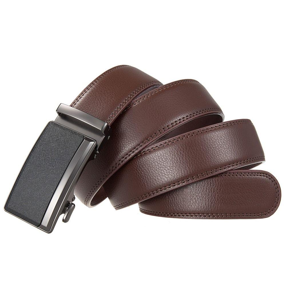 Retro Genuine Leather Belts 110/120/130cm Metal Buckle Belt Business Belt Men Suit