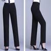 Women Suit Pants Mid-rise Button Zipper Fly Solid Color Suit Trousers with Pockets Straight Regular Fit Dress Pants