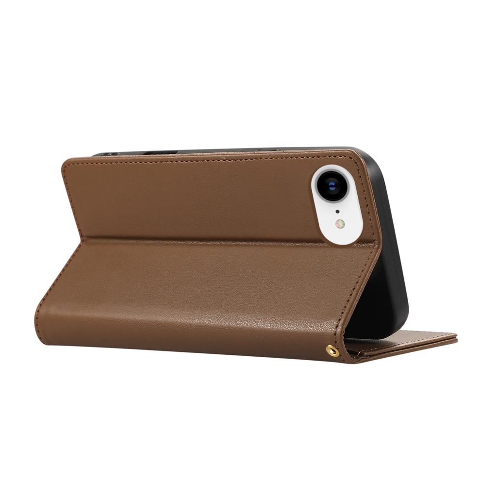 For iPhone 16e Case RFID Blocking Wallet Stand Rhombus Leather Phone Cover with Wrist Strap