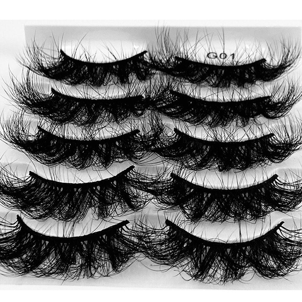 5 Pairs Handmade Thick Long Eye Lashes Fuffy Lashes False Eyelashes 8D Faux Mink Dramatic Volume