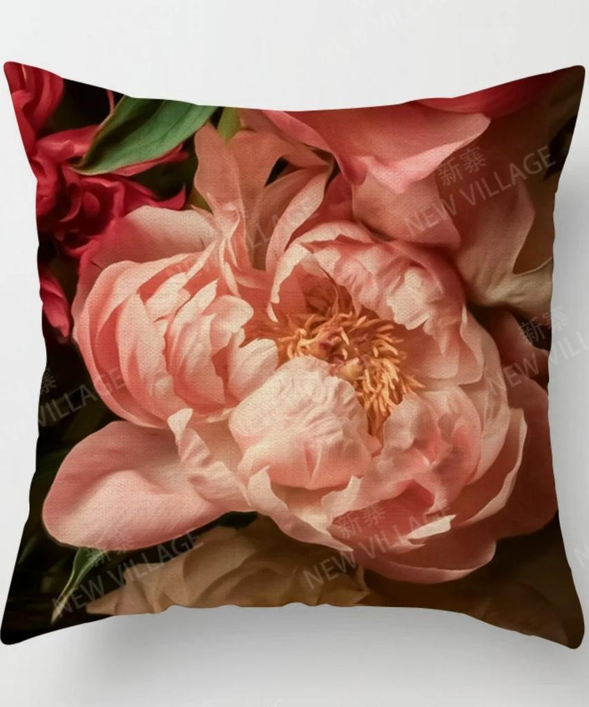 Blooming Peonies FloralPrint Pillow Covers Pattern Cushion Cover Suitable for Sofa Bedroom Car Pillow Cover