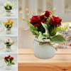 Реалистичный искусственный горшечный цветок 3 розы Миниатюрный пейзаж Миниатюрные искусственные растения бонсай Уличный декор