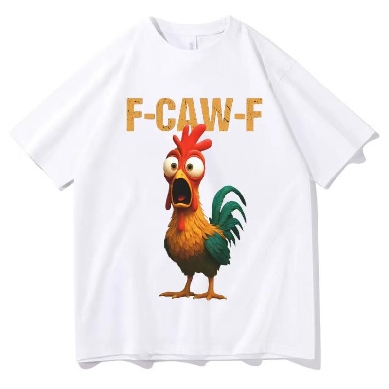 Смешная летняя футболка F Caw F Курица Харадзюку Новая с коротким рукавом Мужская футболка с юмором Куриная эстетика Повседневные оверсайз топы Унисекс