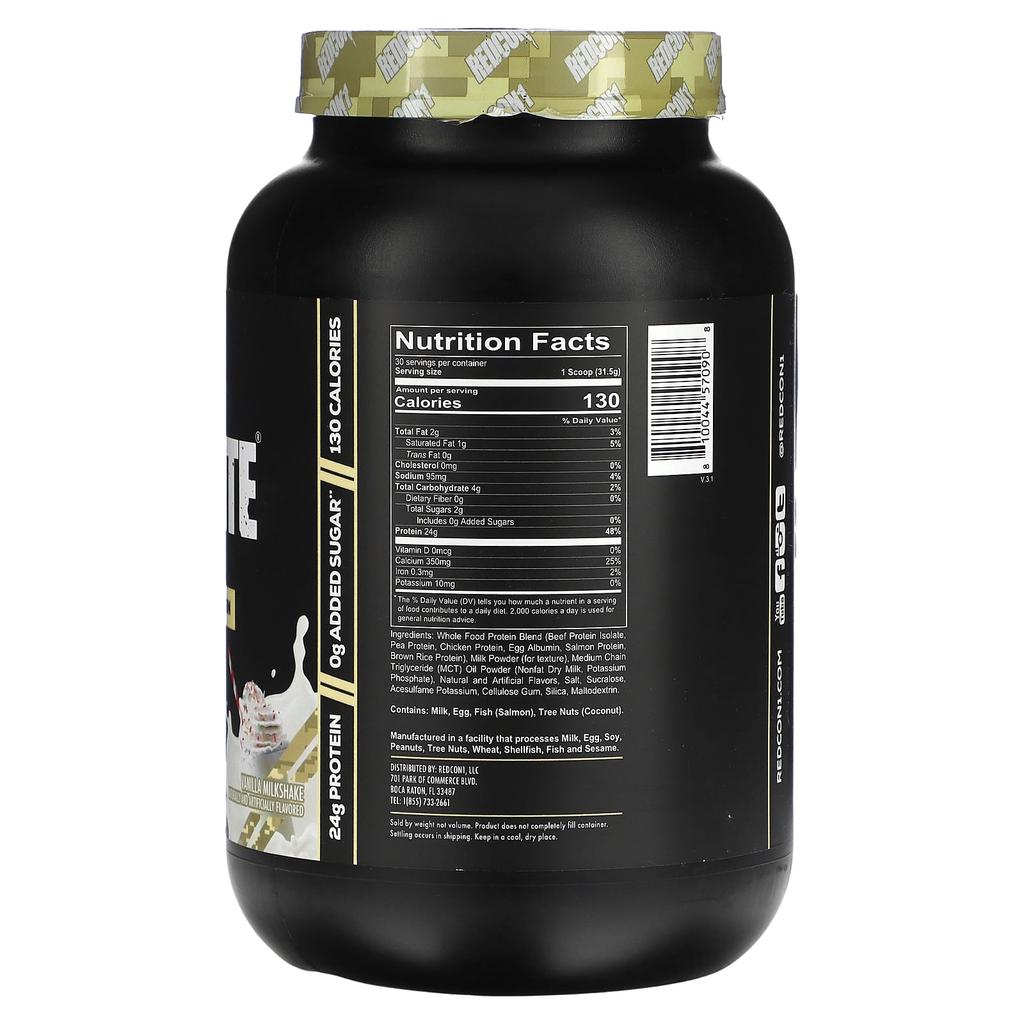 Redcon1 Mre Lite, Natural Food Protein, Vanilla Milkshake, 945G (2.08Lb)