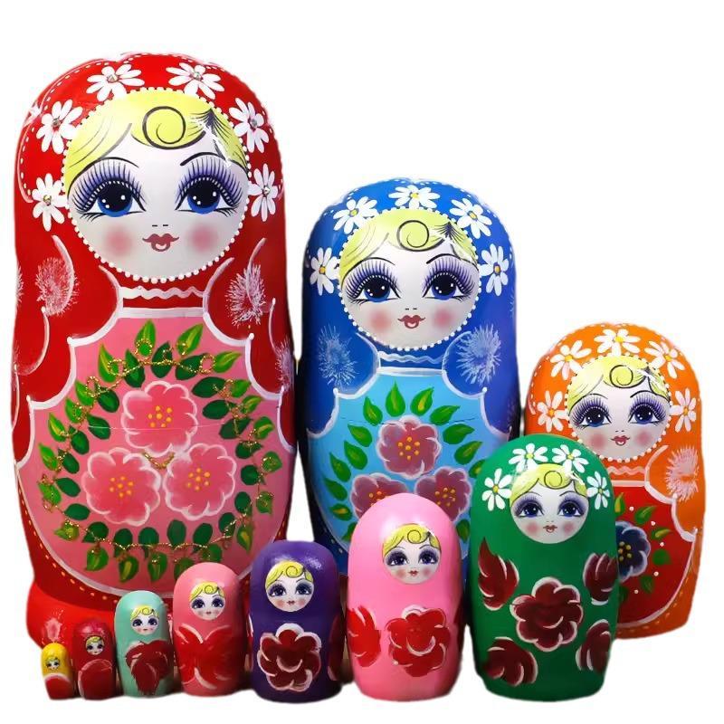 10-слойная русская матрешка - Креативная деревянная игрушка и подарок на день рождения для детей, поделочная фигурка и сувенир из путешествий.