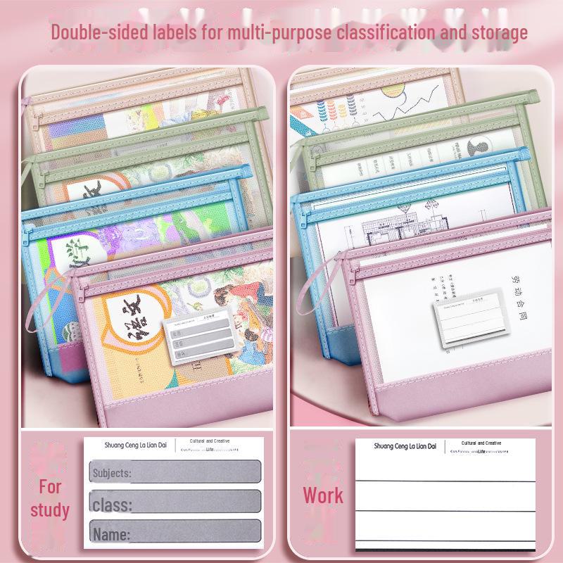 Двухслойная прозрачная сетчатая сумка для документов формата А4 с застежкой-молнией — портативное многоцелевое хранилище для документов и экзаменов