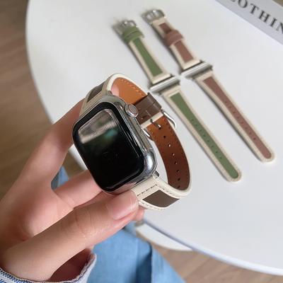 Роскошный винтажный кожаный ремешок для Apple Watch Band 7, 4, 5, 6, 45 мм, 41, 44 мм, 40, 42 мм, 38 мм, браслет, ремешок для часов для Iwatch 8, 7, 6 SE, 5, 4, 3