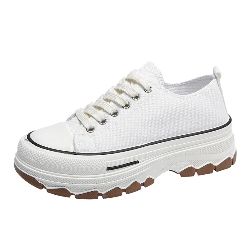 Холщовые туфли женские кроссовки на платформе новые дизайнерские кроссовки белые повседневные туфли для ходьбы на плоской подошве Zapatos De Mujer