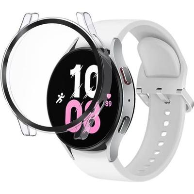 Чехол совместимый Samsung Galaxy Watch 5 44 мм - Жесткая защита прозрачный чехол экран закаленное стекло Phonillico®