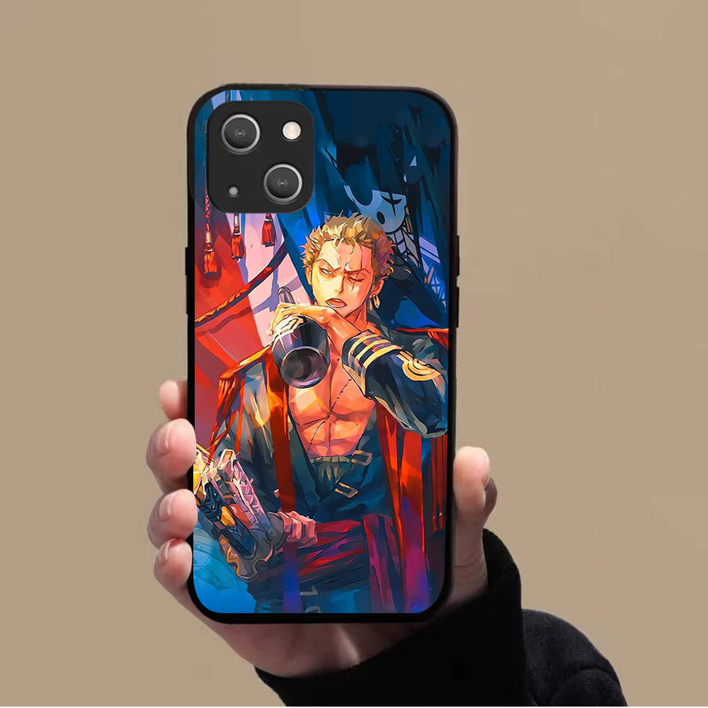 KK-38 One Piece Ace Soft Black Case for iPhone XR 14 15 11 12 13 6 7 8 X XS Pro Max Samsung S22 S23 S21 S24 FE Ultra S8 Plus