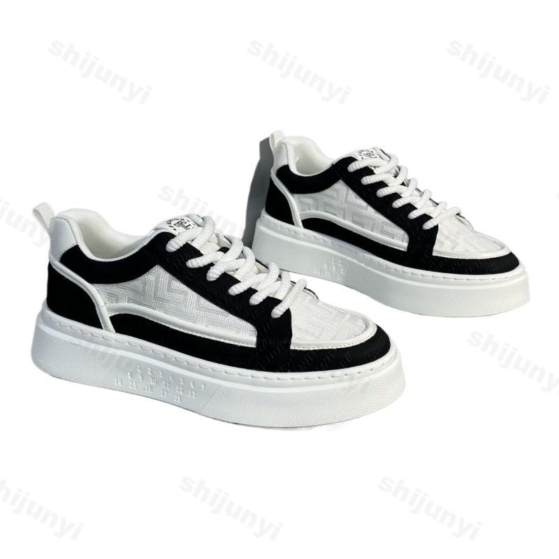 Модная мужская белая повседневная обувь 2025 Осень Новая дышащая удобная обувь на плоской подошве Модная обувь на шнуровке для улицы с увеличением высоты Вулканизированная обувь