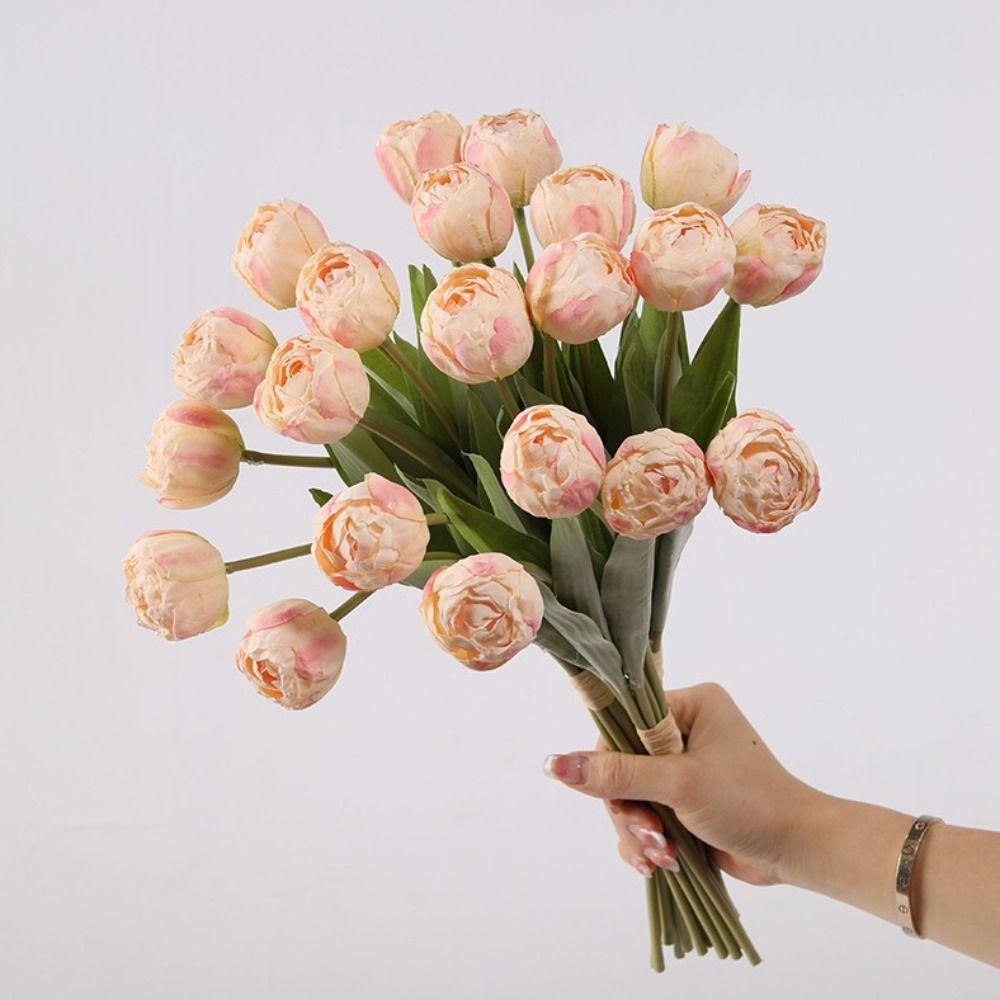 Realistic Artificial Tulip Branches Real Touch Fake Flowers Silk Tulip Flower Outdoor Garden Decor