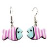 [R1275] - Handmade Earrings 'Columbine & Harlequin' Blue Pink (fish) - 16x11 Mm