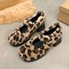 Women Leopard Fur Marie Janes High Heels Shoes Winter Warm Plush Cotton Shoes 2025 Trend Fashion Walking Pumps Zapatos Mujer