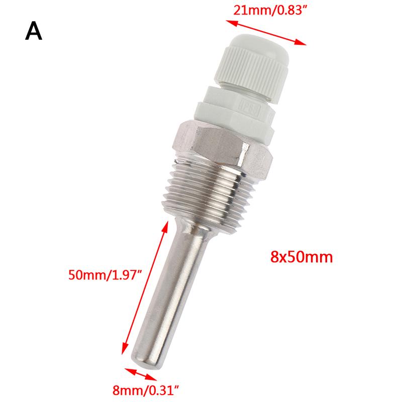 Термозащитная гильза из нержавеющей стали 50-200 мм с резьбой 1/2" NPT для датчиков температуры, подходит для трубки диаметром 6 мм