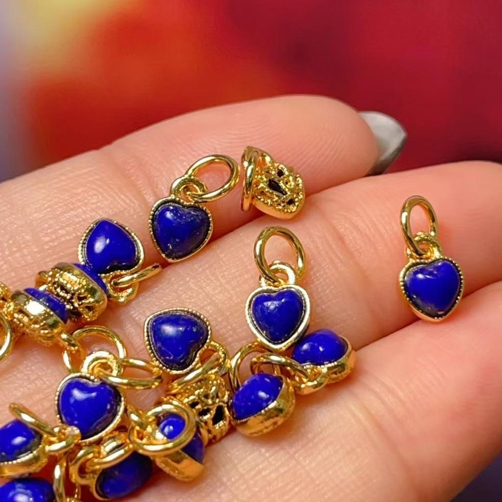 5Pcs, Natural Lapis Lazuli Energy Stone Pendants, Romantic Elegant Style Heart Gemstone Charms, for DIY Necklace Accessories, Jewelry Making Crafts
