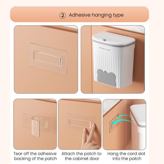 Wall Mounted Garbage Bin with Lid Large Capacity Easy To Install Cabinet Door Trash Can Food Garbage Holder