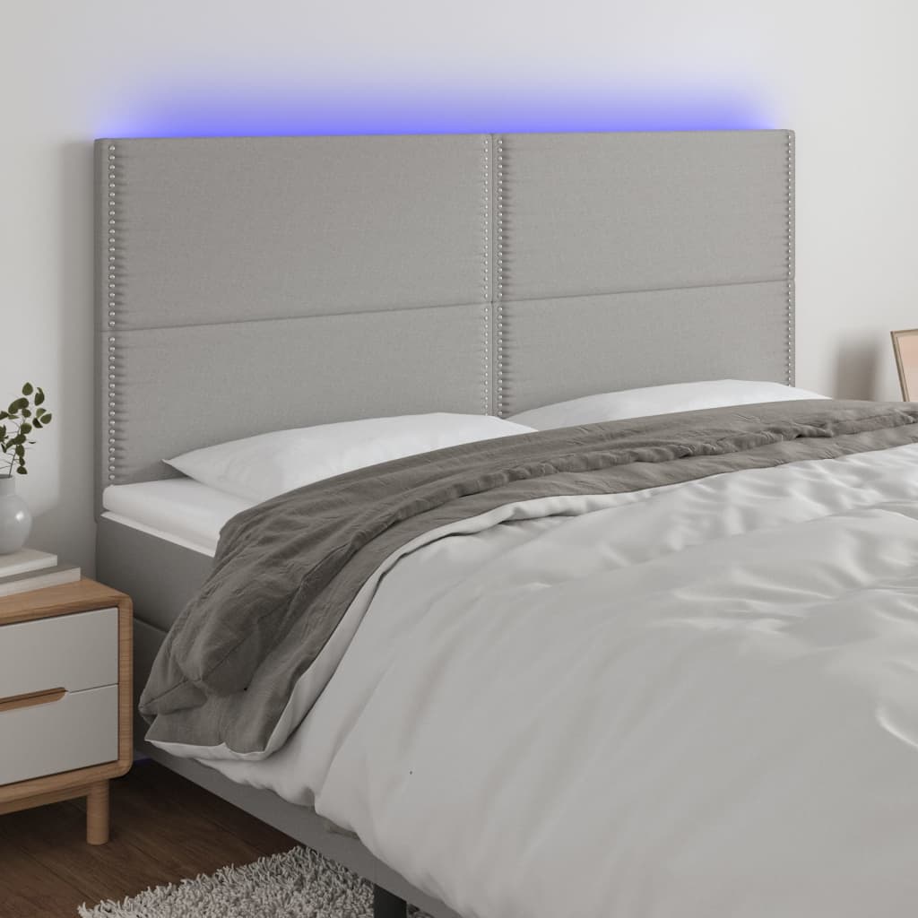 LED Headboard Light Grey 200 x 5 x 118 128 cm Fabric