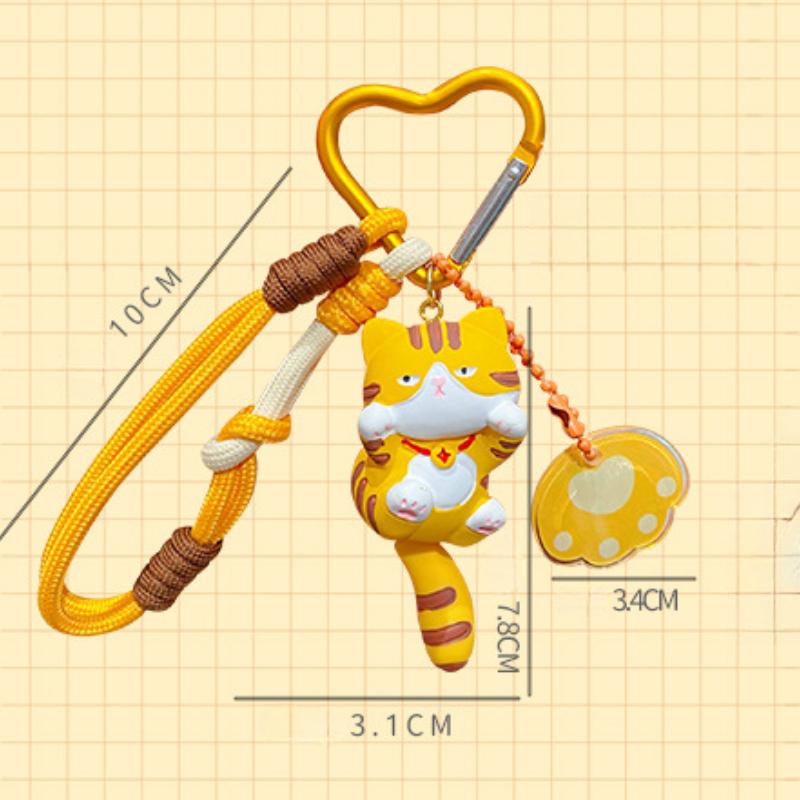 Tail Wagging Cat Keychain Cartoon Kitten Resin Pendant Cute Girl Bag Accessories Student Schoolbag Key Chain Ring Pendant